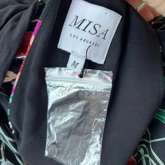 NEW MISA Halter Kora Floral Jumpsuit with Pockets Black Size M - Picture 8 of 11